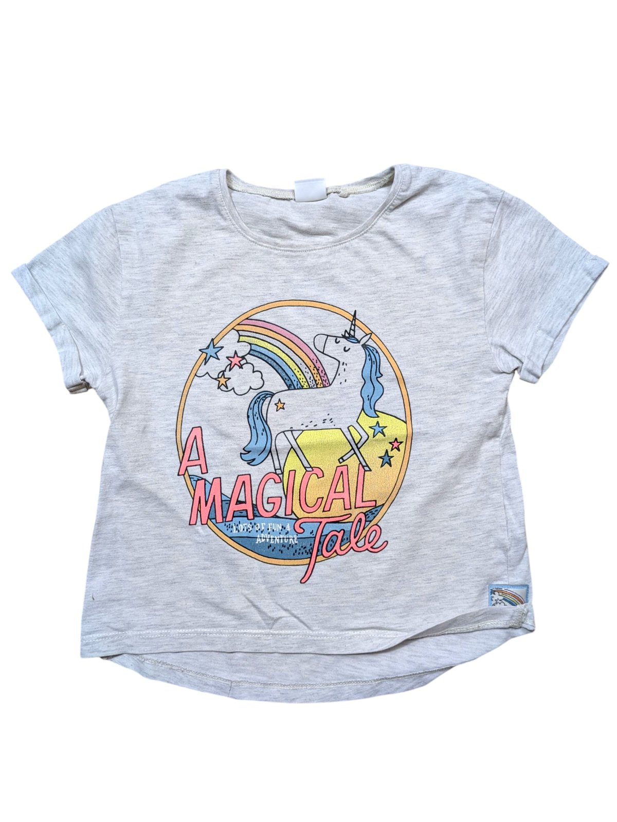Šedé triko s jednorožcem pro holky secondhand Next