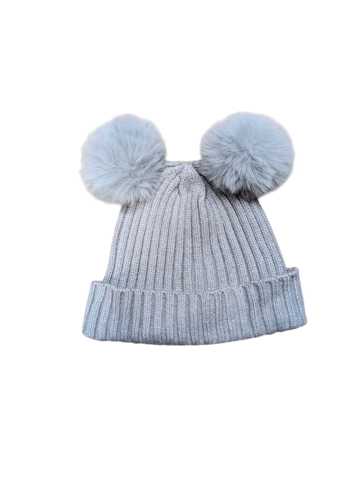 Šedá zimní čepice s bambulkama pro holky secondhand Matalan