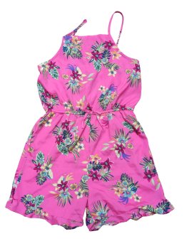 Letní růžový overal s kytičkami pro holky secondhand Primark