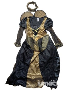 Černo zlaté šaty s křídly a čelenkou pro holky secondhand TU