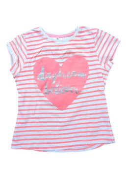 Růžovo bílé pruhované triko pro holky secondhand Girls