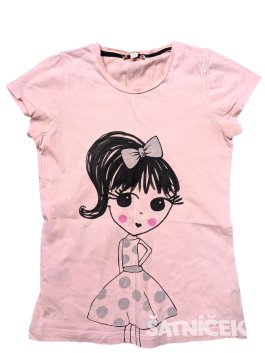 Růžové triko s obrázkem pro holky secondhand bluezoo
