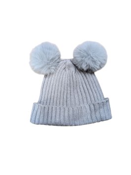 Šedá zimní čepice s bambulkama pro holky secondhand Matalan