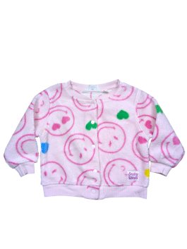 Růžová mikina huňatá s obrázky pro holky secondhand H&M