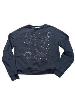 Tmavá mikina se třpytivými obrázky pro holky secondhand C&A