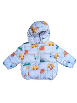 Zimní bunda šedá žíhaná s obrázky pro kluky secondhand M&S