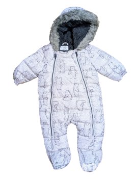 Šedá zimní kombinéza s obrázky pro kluky secondhand F&F