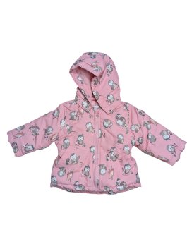 Růžová zimní bunda obrázková se šustem pro holky secondhand Nameit