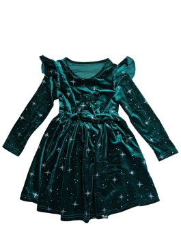 Zelené semišové šaty s hvězdičkami pro holk secondhand Shein