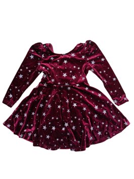 Vínové semišové šaty s hvězdičkami pro holky secondhand Shein