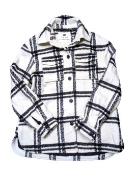 Bílý kabát s černými pruhy pro holky secondhand F&F