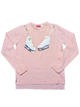 Slabý růžový svetr s obrázkem pro holky secondhand pepperts