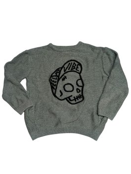 Tmavě zelený svetr s obrázkem pro kluky secondhand Zara