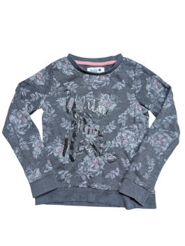 Šedá kytkovaná mikina s nápisem pro holky secondhand PocoPiano